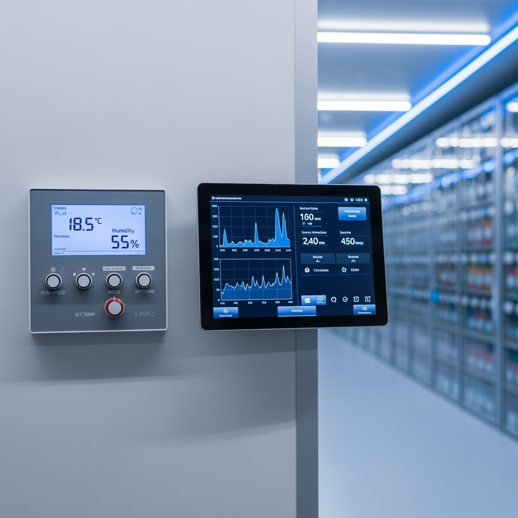 Climate control panel and monitoring system in storage facility