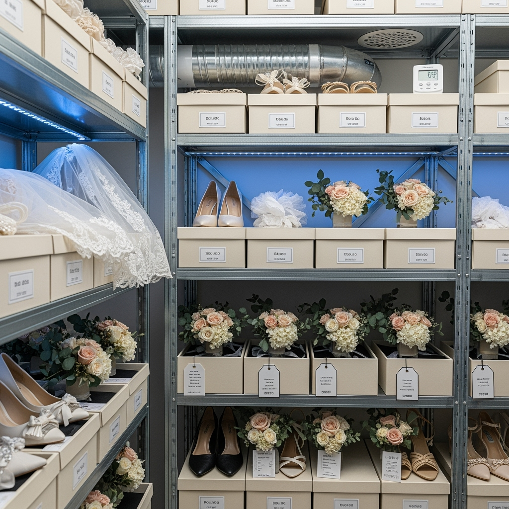 Wedding accessories properly organized in storage boxes