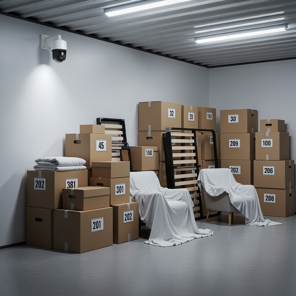 Security camera monitoring storage area