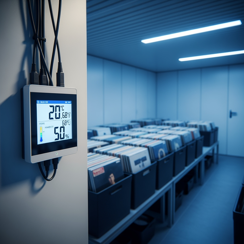Digital monitoring system in climate-controlled vinyl storage
