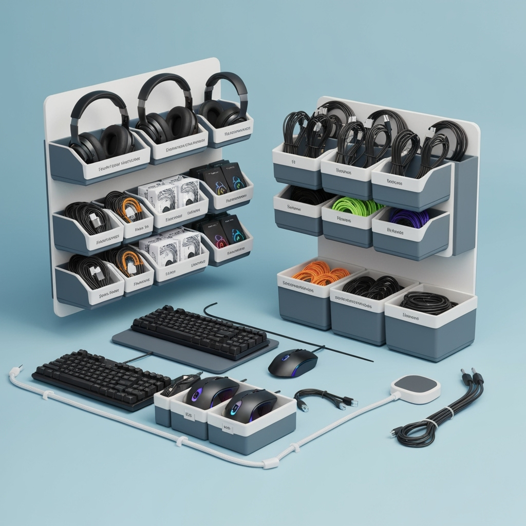 Organized storage solutions for gaming and streaming peripherals