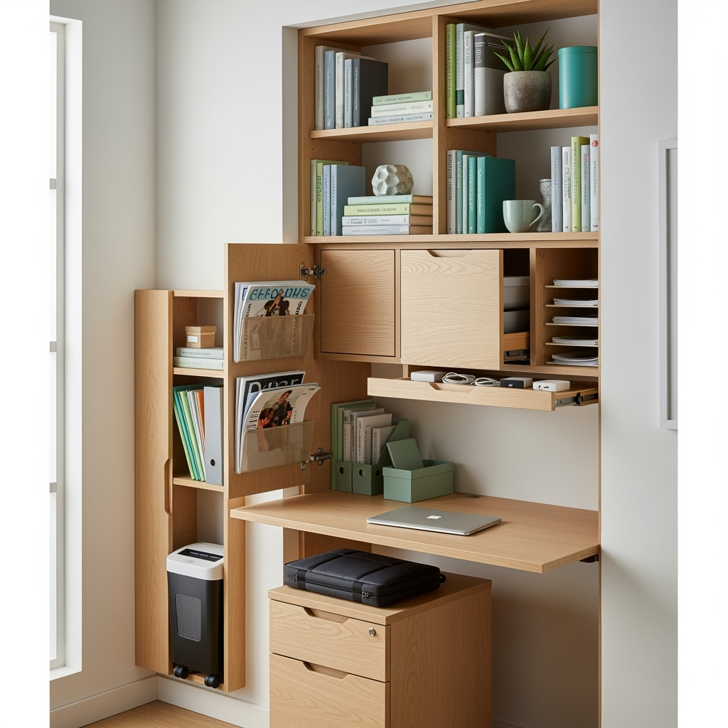 Smart storage solutions in a home office space