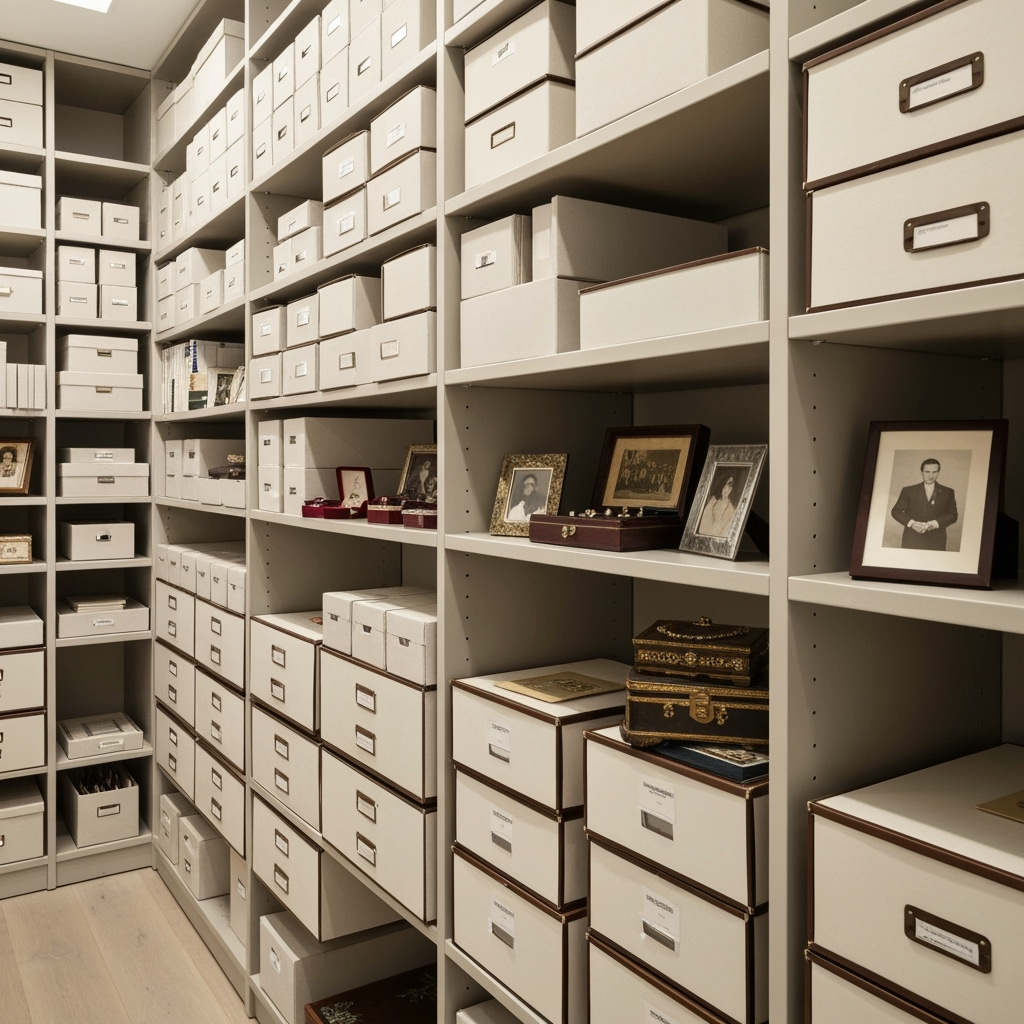 Organized estate storage with climate control features