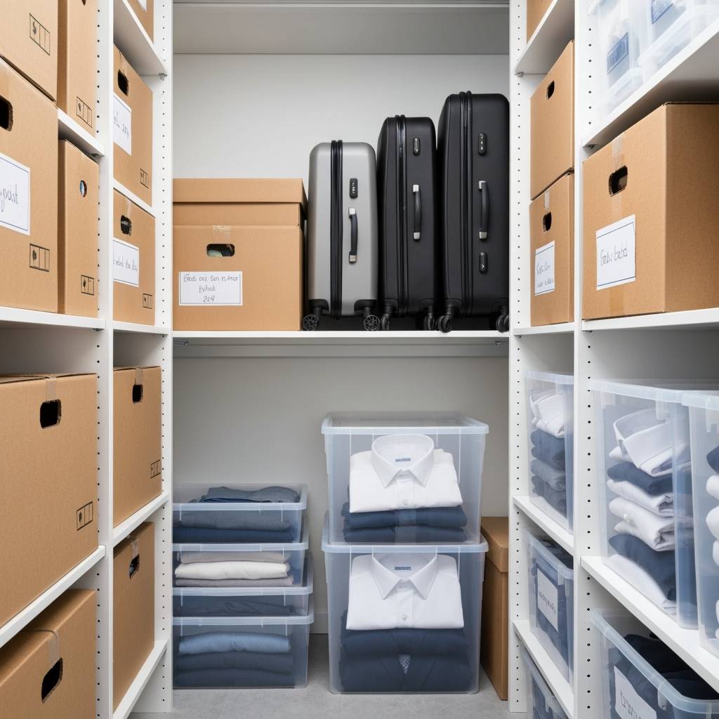 Organized storage unit with professional and academic items