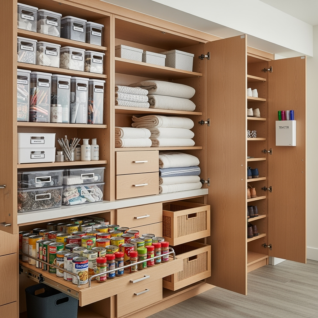 Innovative storage solutions in a retirement living space