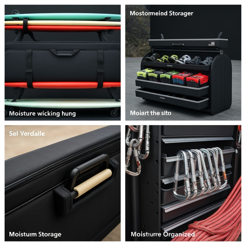 Detailed view of sports equipment storage solutions