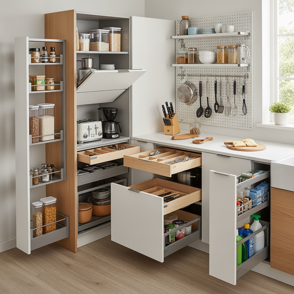 Smart storage solutions for kitchen appliances and equipment