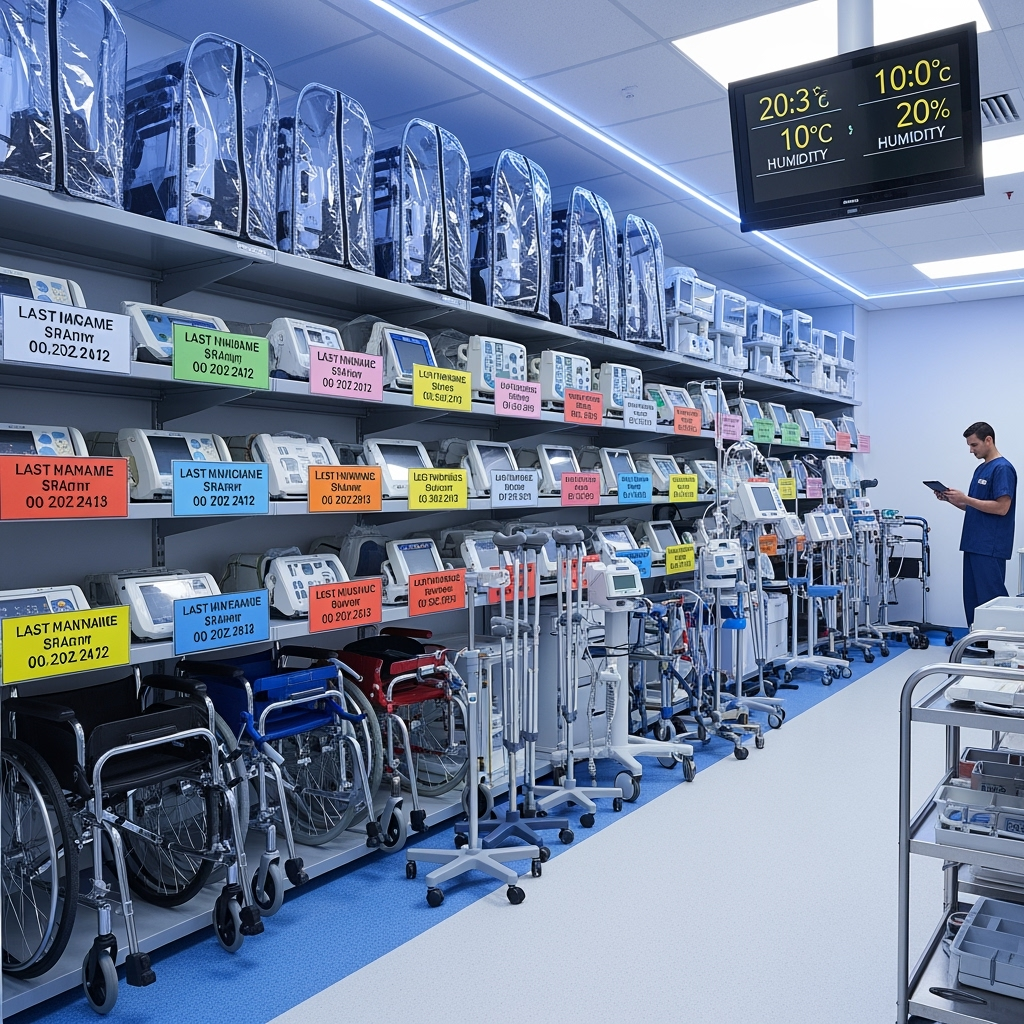 Climate-controlled storage area with medical equipment