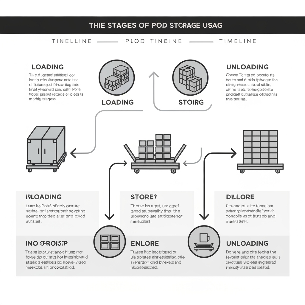 Timeline infographic showing pod storage phases