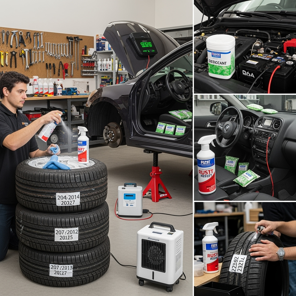 Vehicle storage preparation and maintenance steps