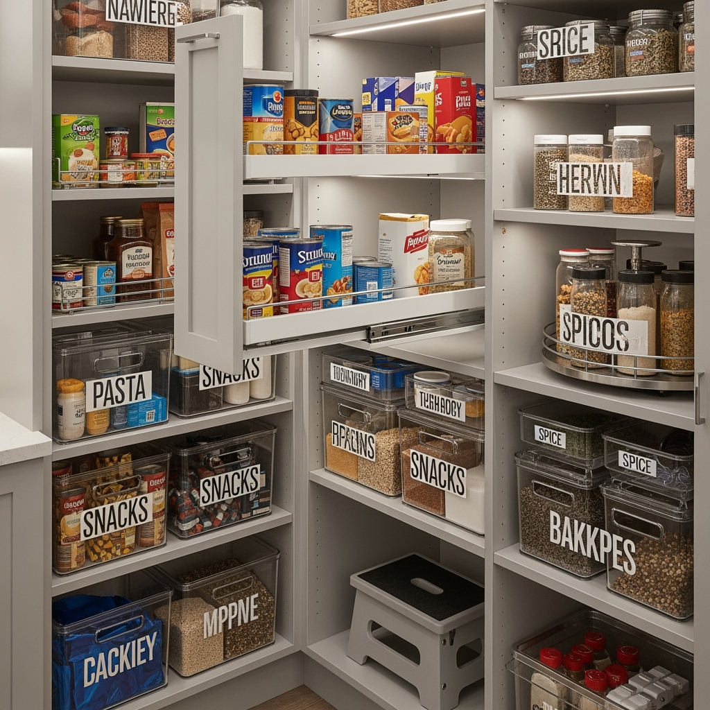 Detailed view of accessible storage solutions with clear organization systems