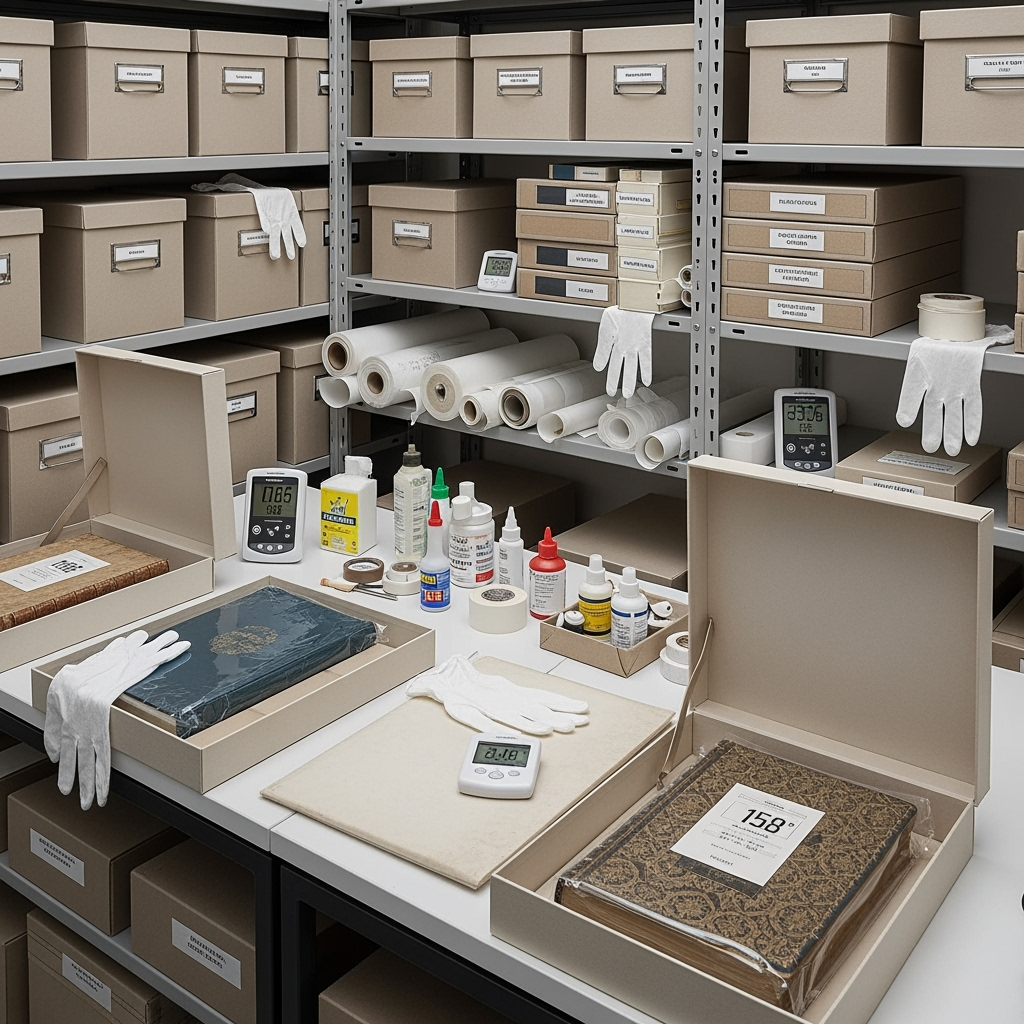 Professional archival storage supplies for rare book preservation