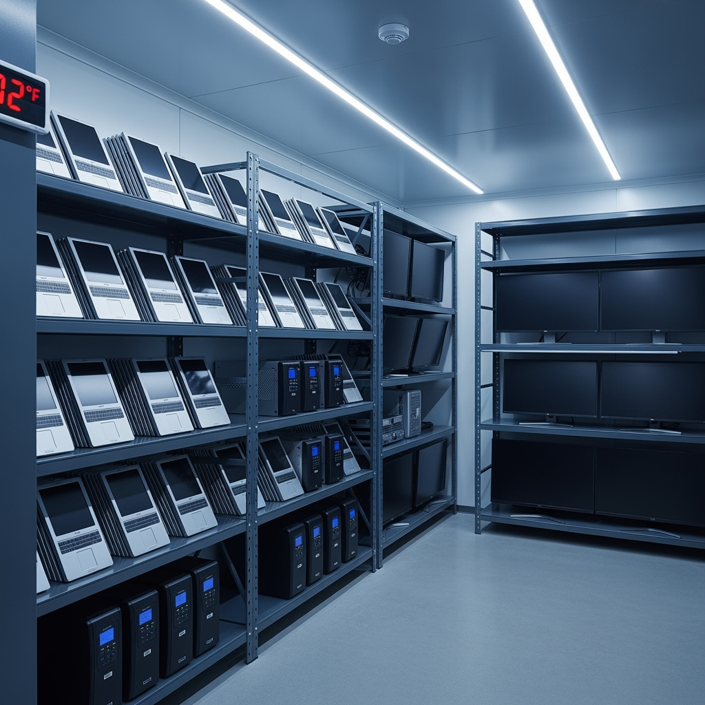 Organized electronic equipment in storage