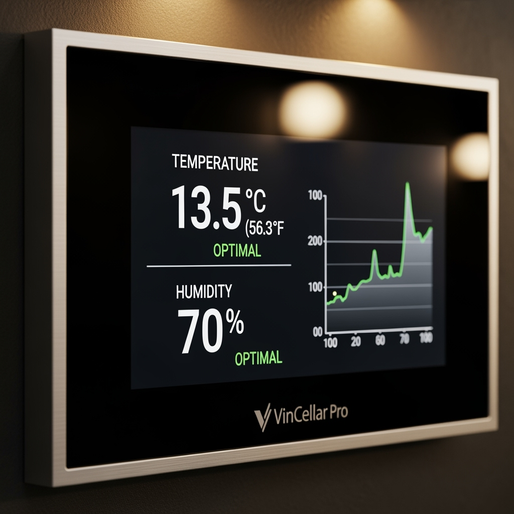 Wine temperature and humidity monitoring system display