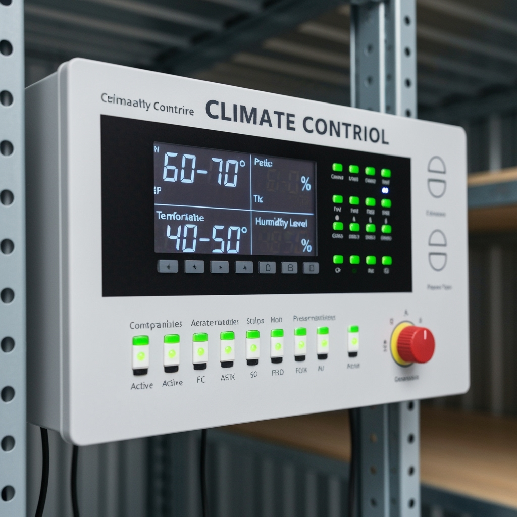 Climate control panel showing ideal storage conditions