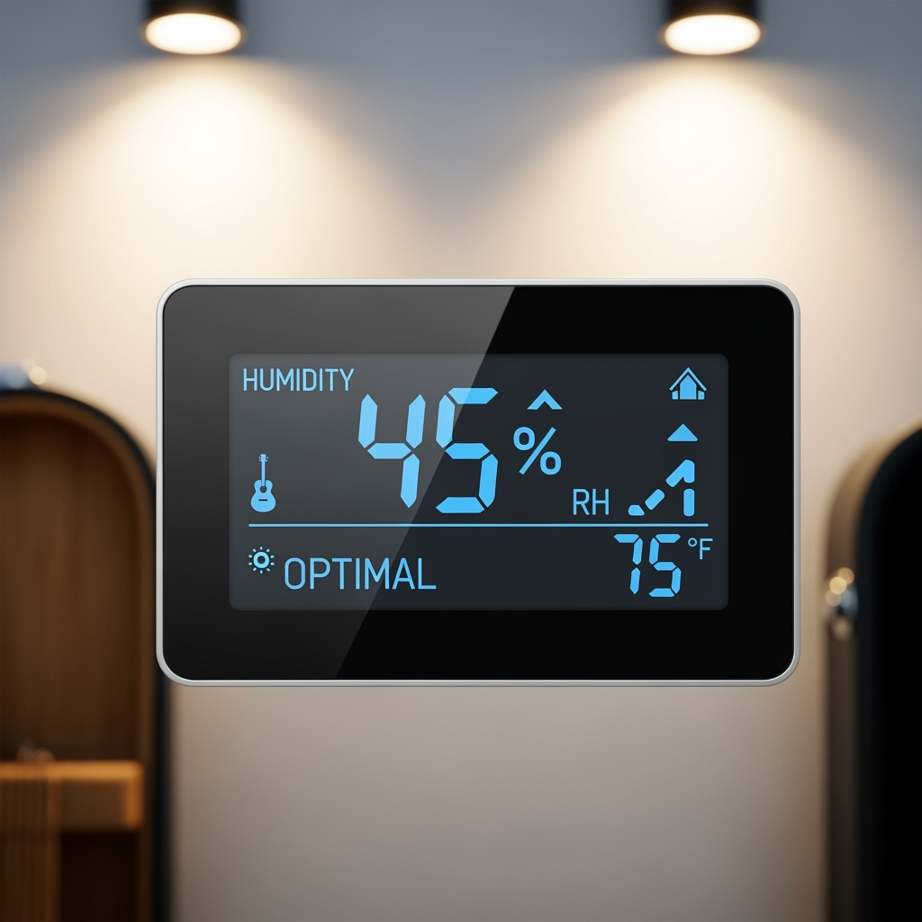 Humidity monitor showing optimal storage conditions