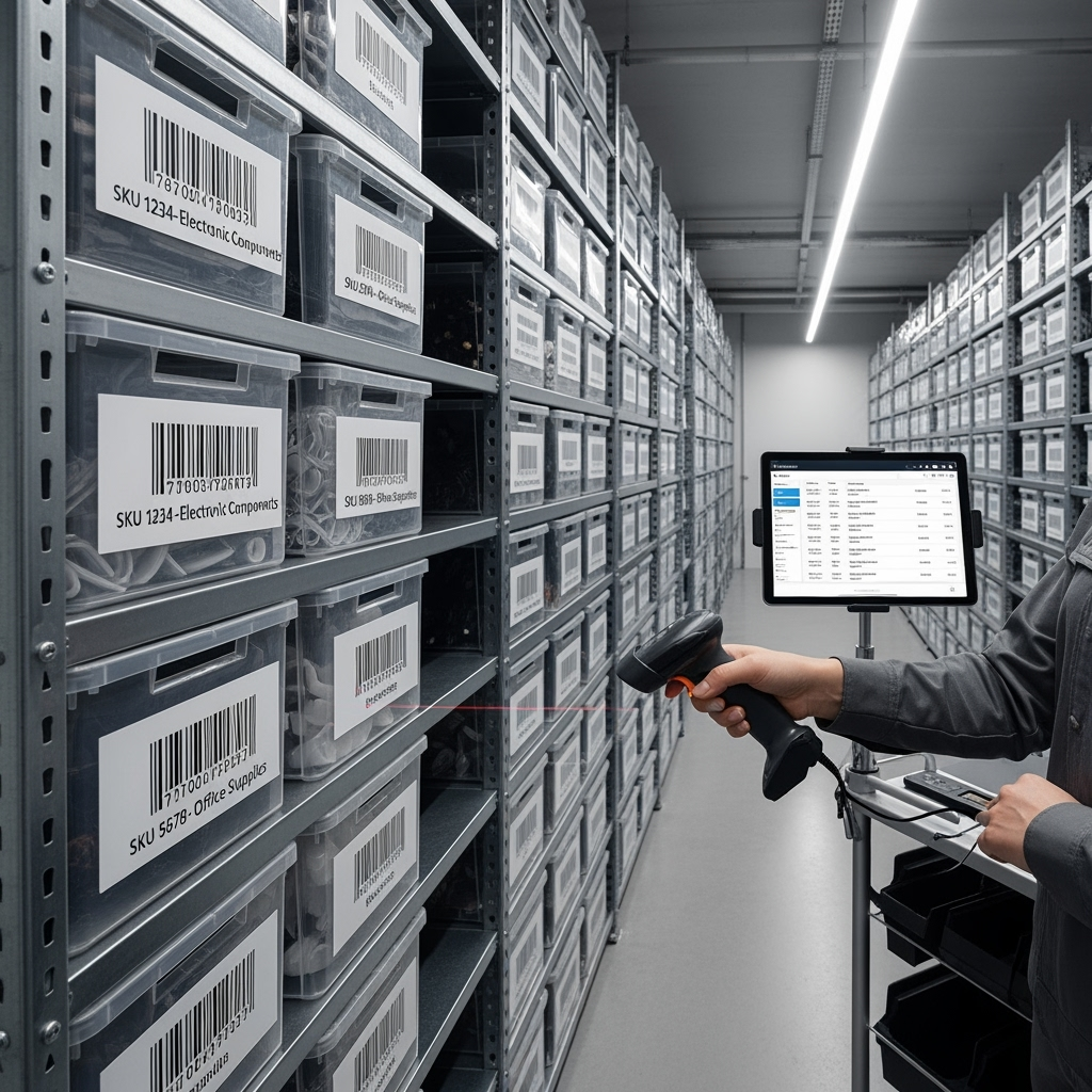 Modern inventory management system in storage unit