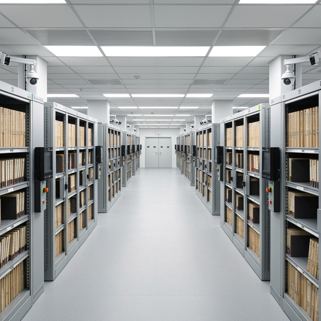 Modern climate-controlled storage facility for medical records