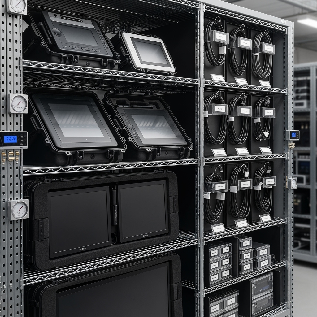Climate-controlled storage setup for digital art equipment