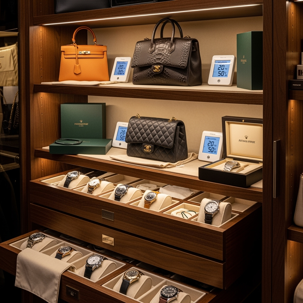Luxury accessories with proper storage and monitoring equipment