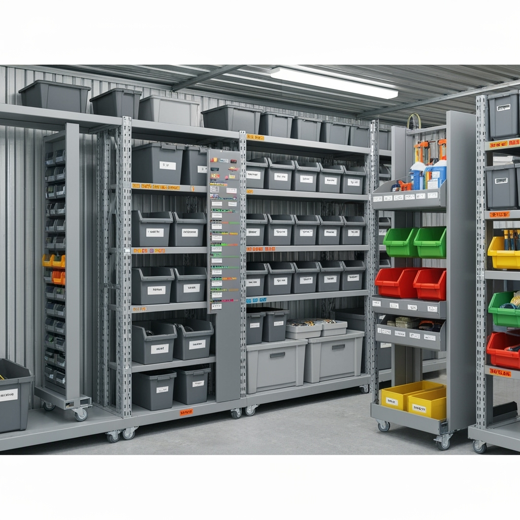 Organized storage solutions for business equipment and inventory