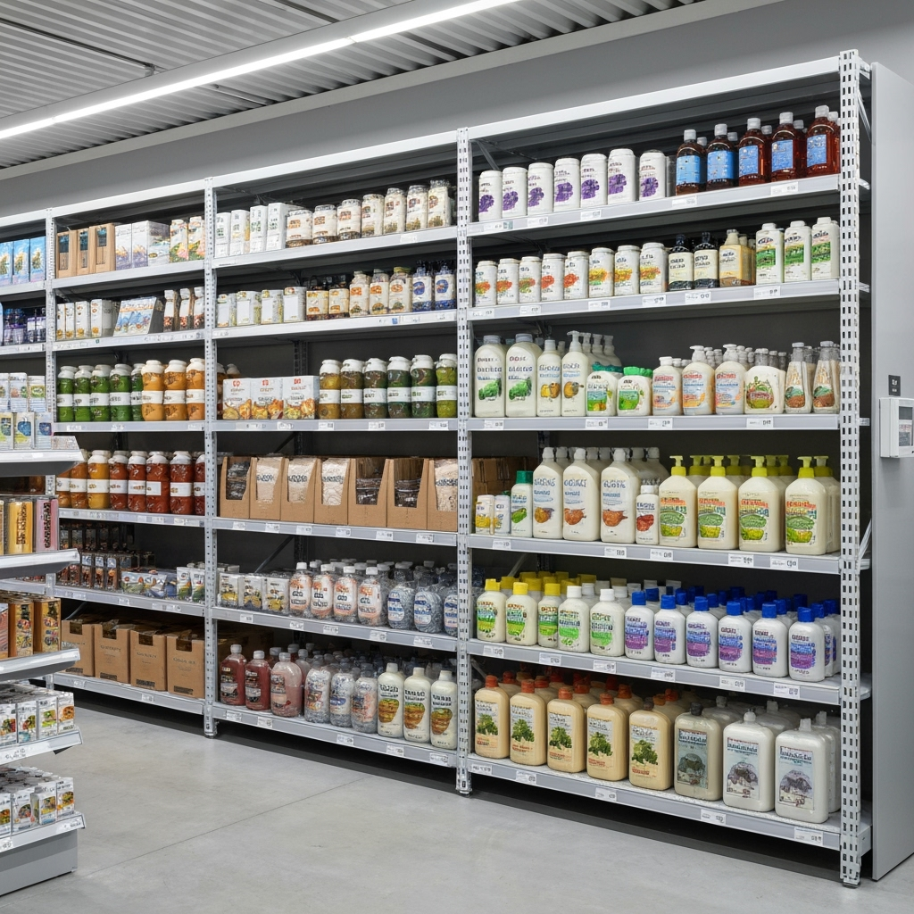 Organized retail storage shelving system with climate monitoring