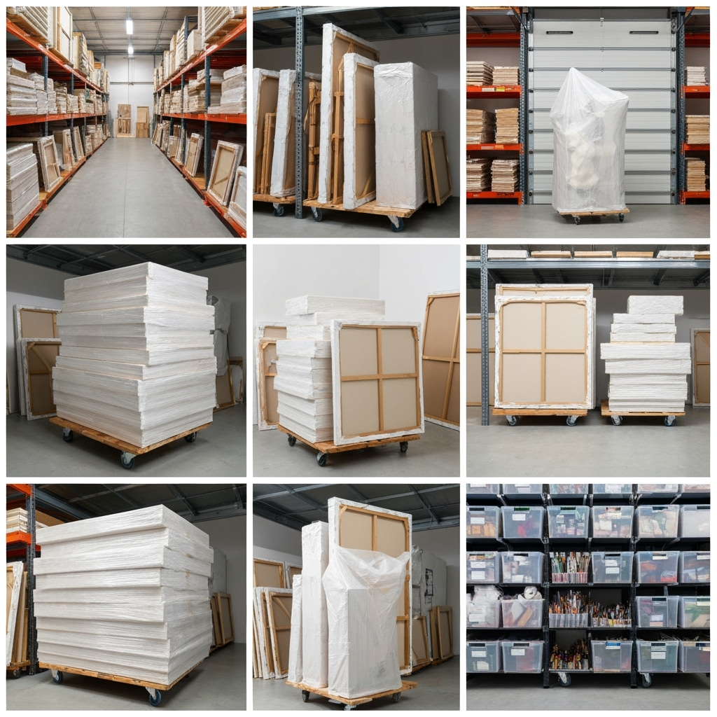 Detailed view of proper art storage techniques