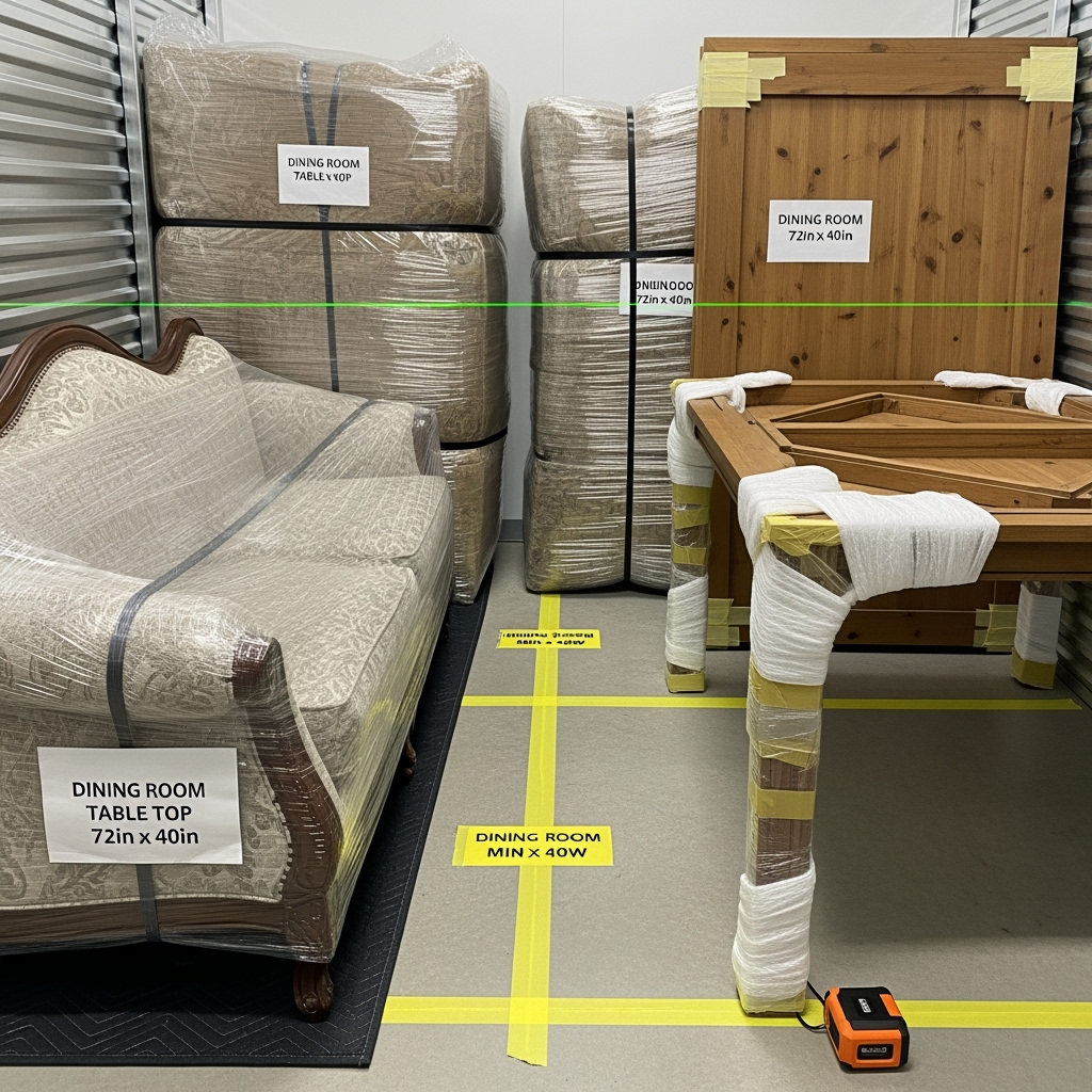 Properly protected furniture with measurement guides