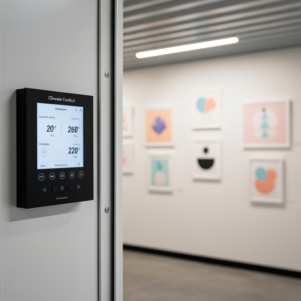 Climate control panel and monitoring system in storage facility