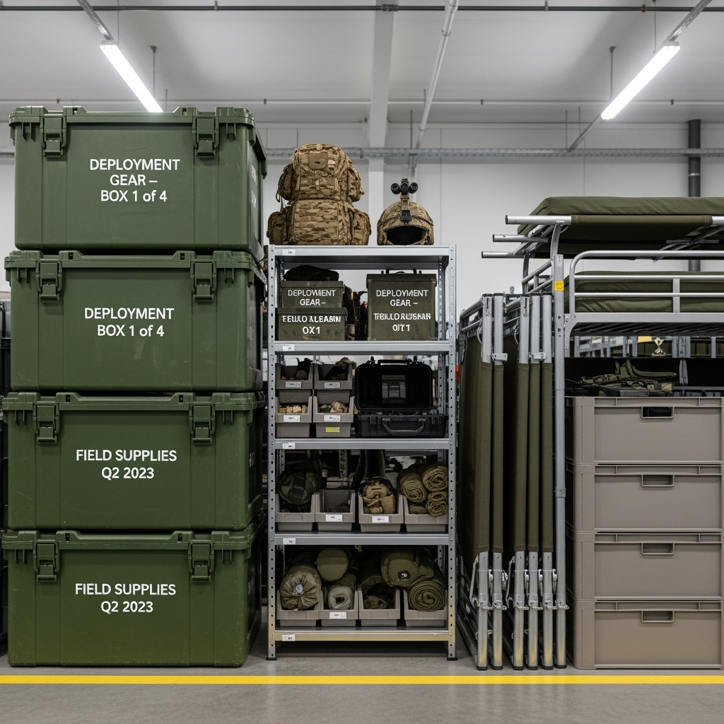 Strategic organization of military family's belongings in storage unit