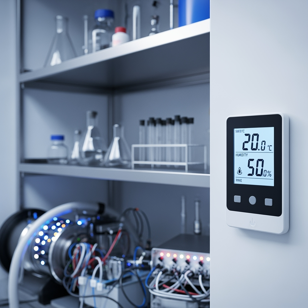 Temperature and humidity monitoring system in a climate-controlled storage facility