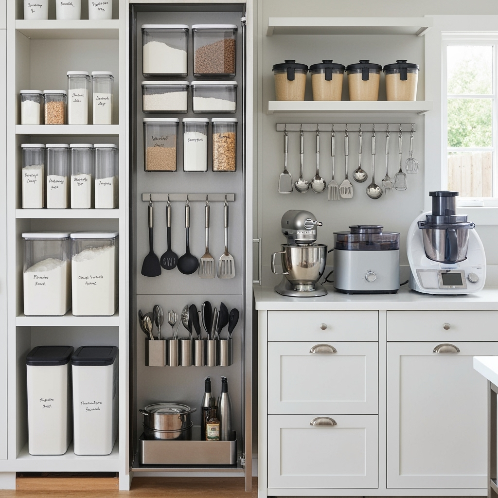 Storage solutions for kitchen appliances and cookware