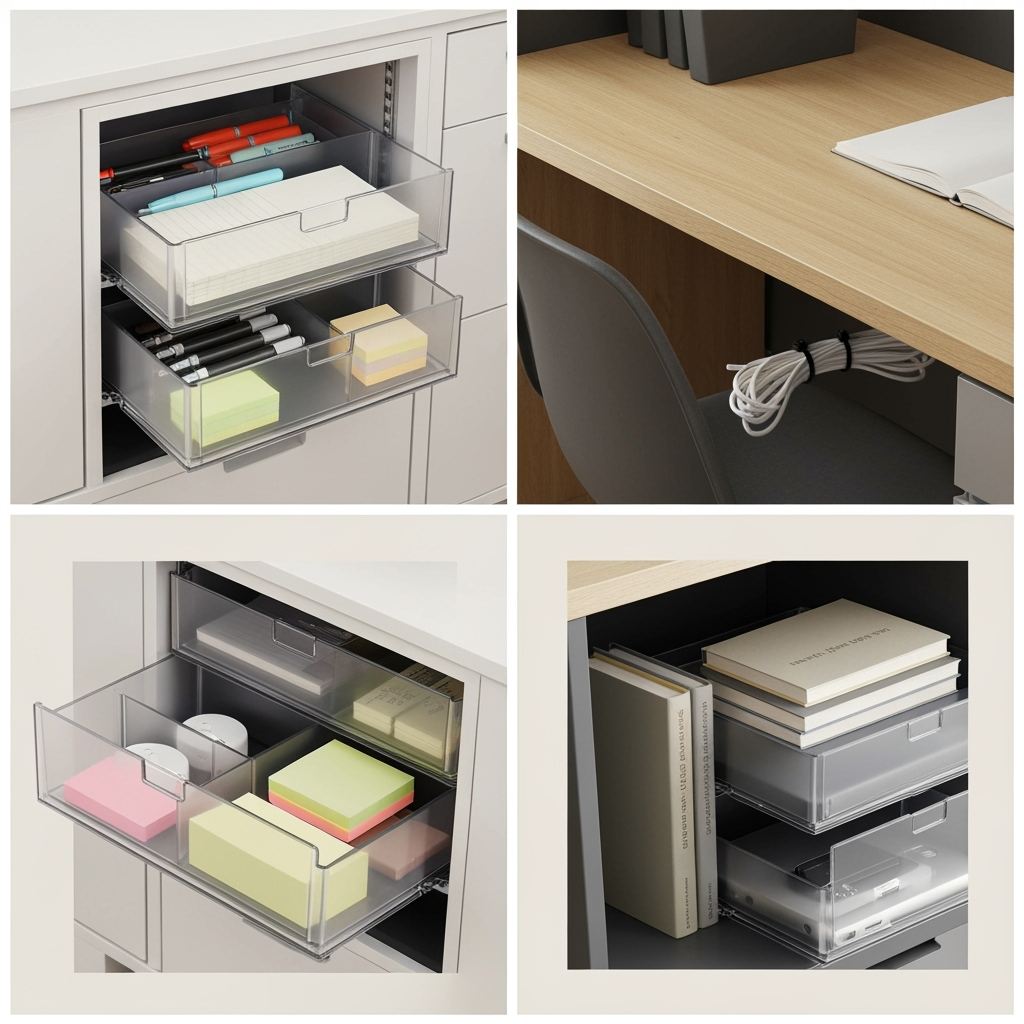 Practical storage solutions for home office equipment