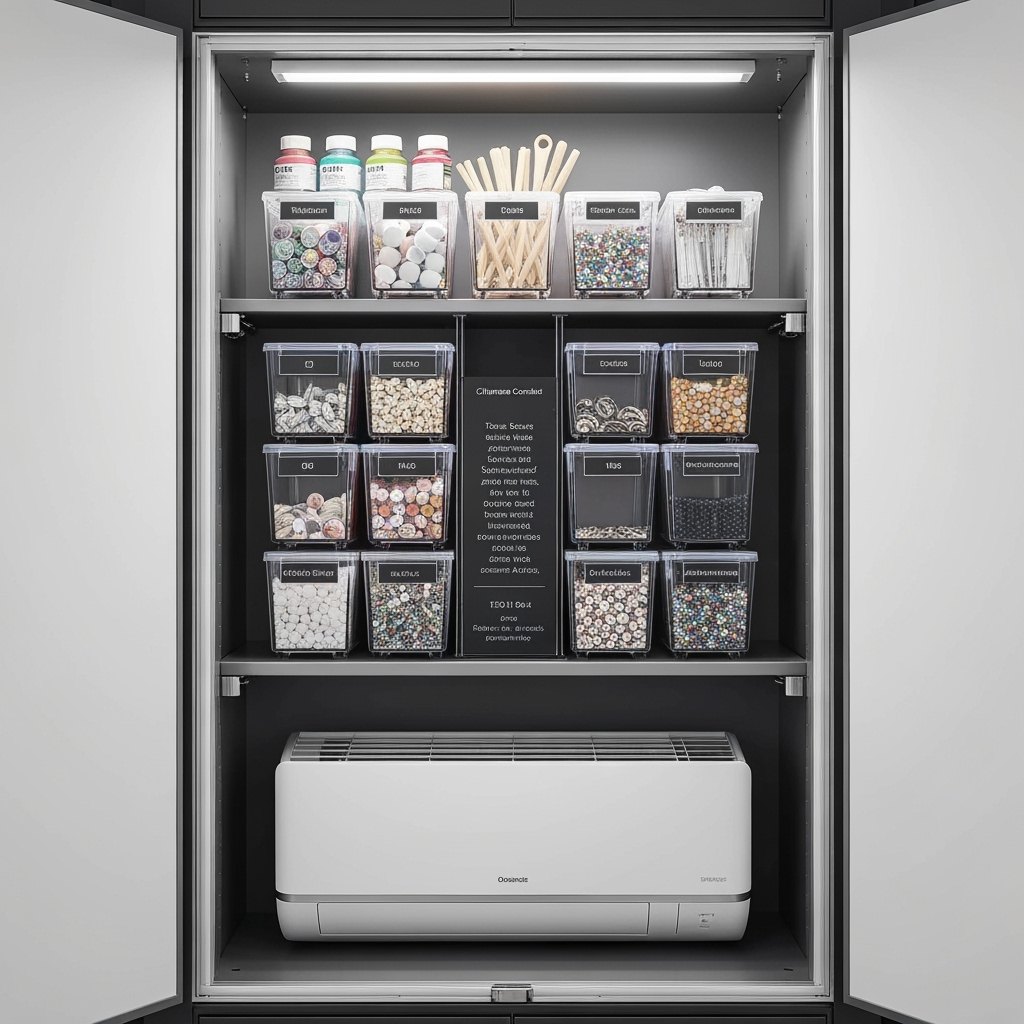Detailed craft supply organization system in storage unit