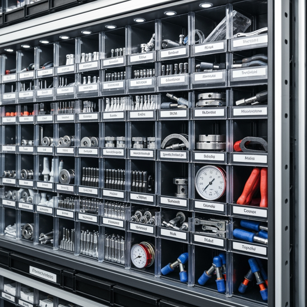 Organized manufacturing tools and equipment with protective covers
