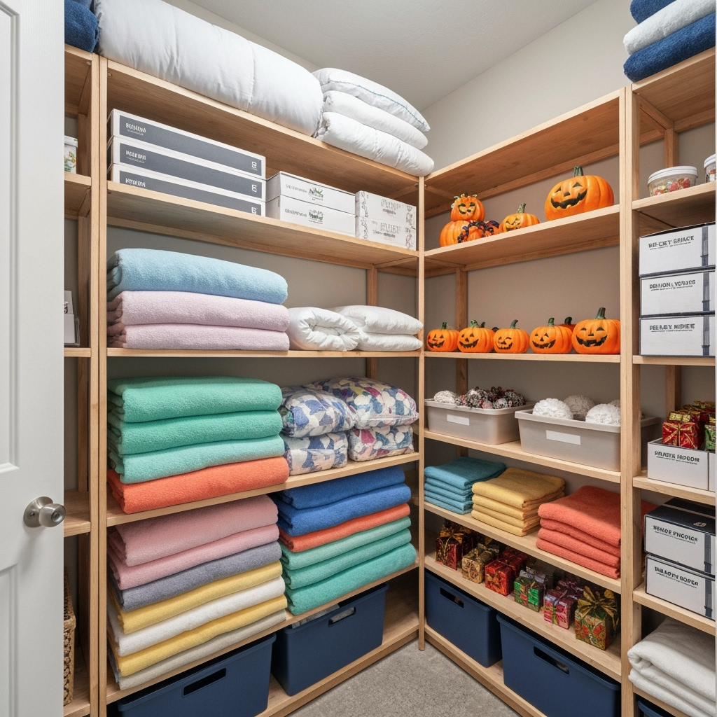 Climate-controlled storage area for vacation rental supplies