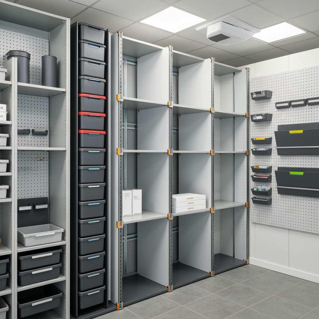 Innovative storage solutions showing vertical stacking and space-saving techniques