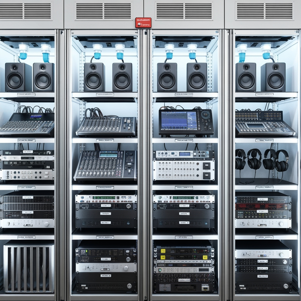 Climate-controlled storage system for audio equipment