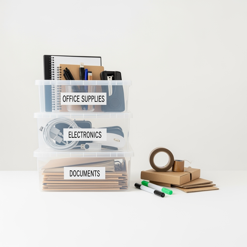 Clean, organized storage solutions for home office equipment
