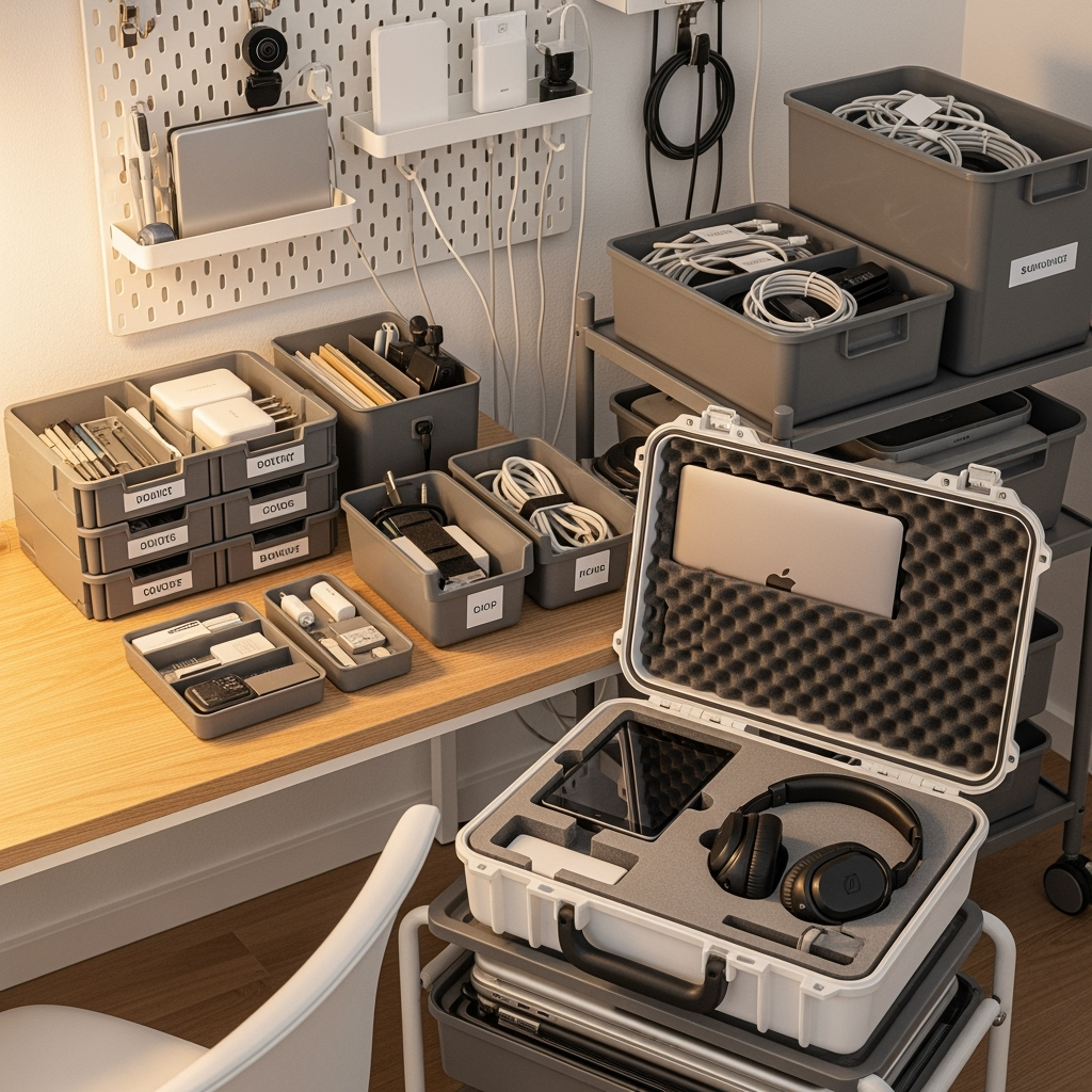 Organized storage solutions for remote work equipment