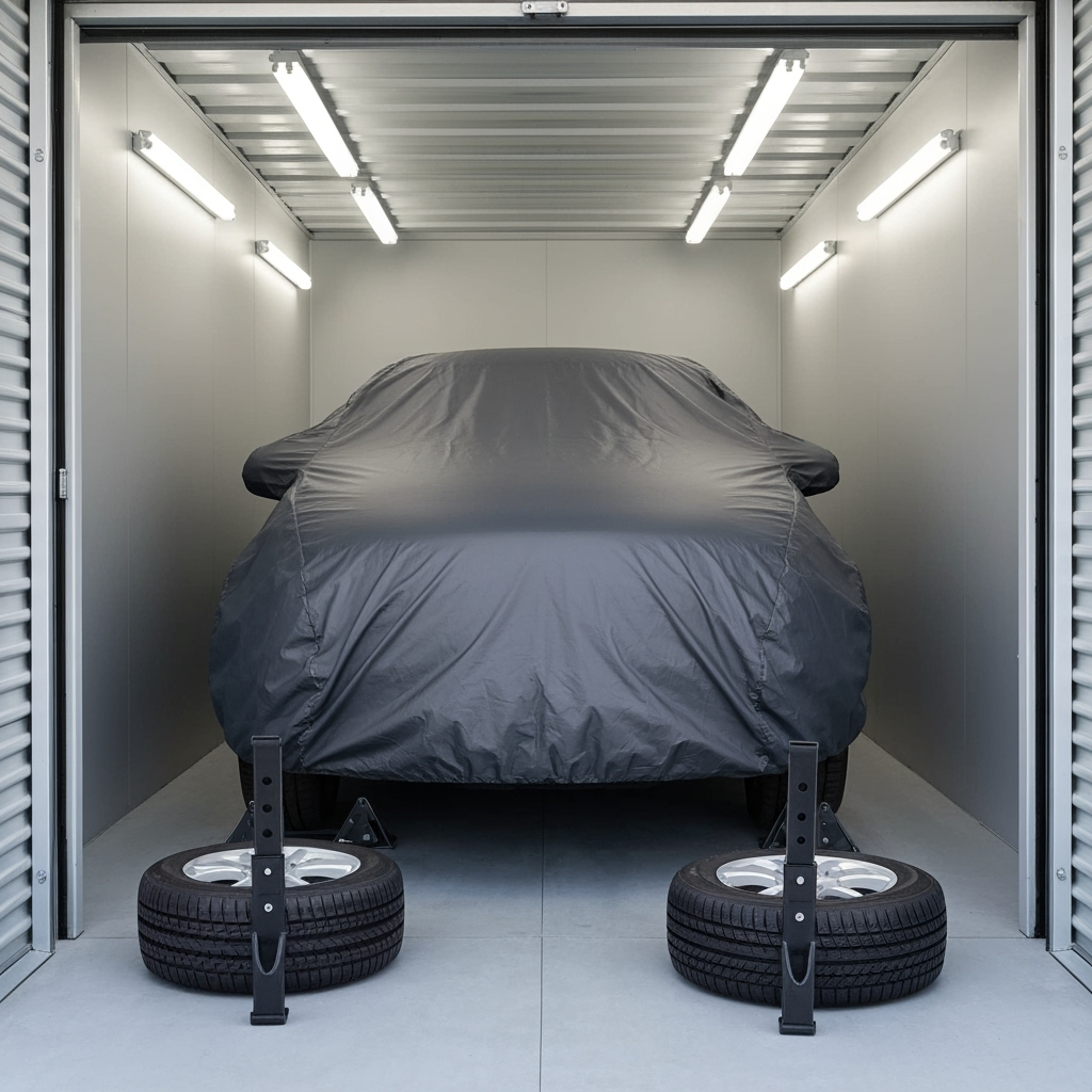 Car storage preparation with protective covers