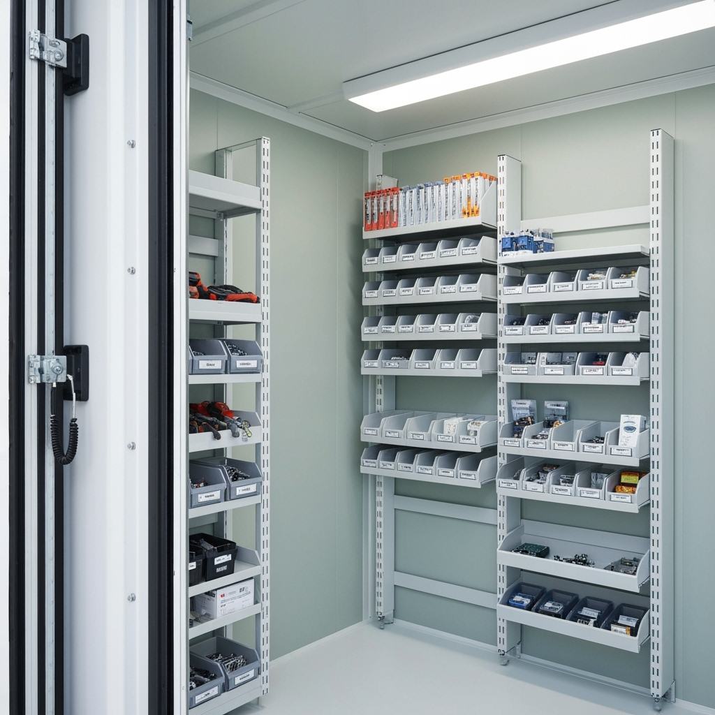 Interior of an organized portable storage unit