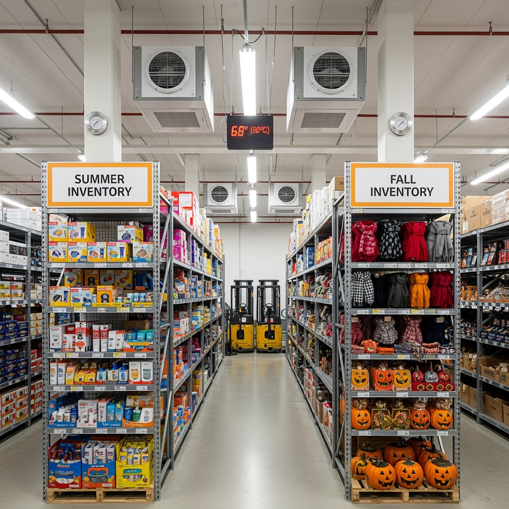Seasonal inventory transition in climate-controlled storage