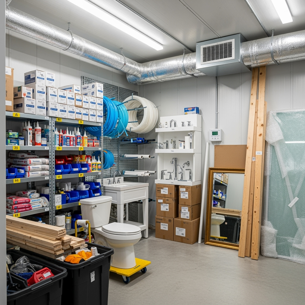 Organized climate-controlled storage unit interior