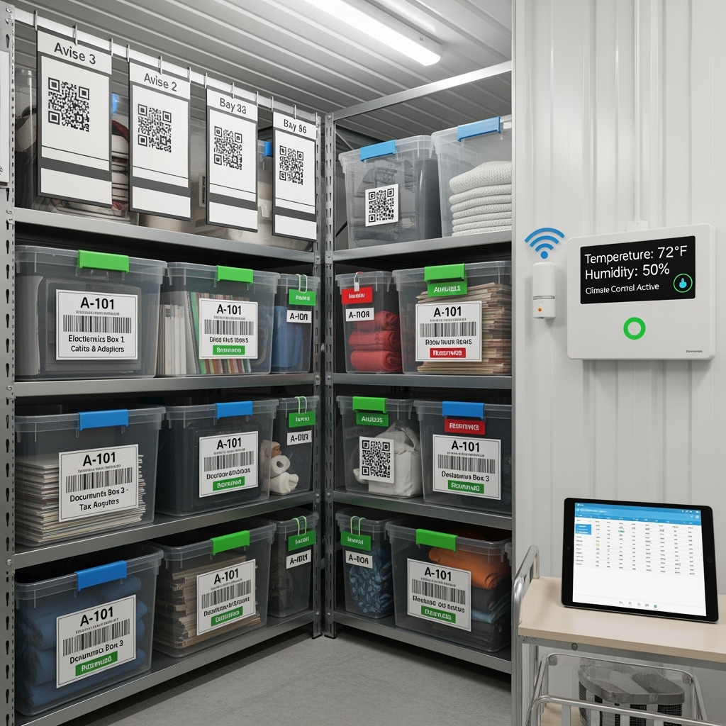 Organized storage unit with inventory management systems