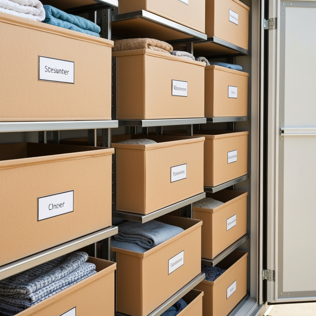 Organized storage solutions inside a portable container