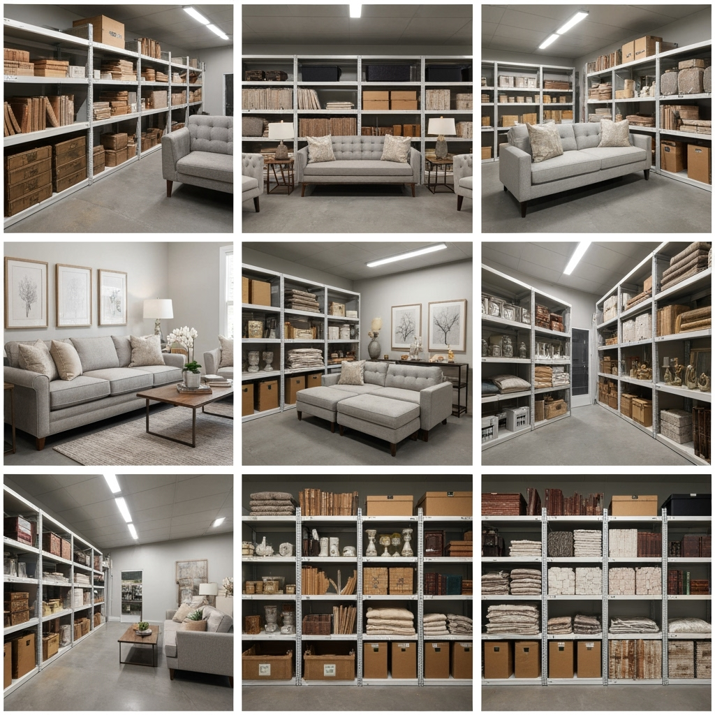 Organized storage solutions for professional home staging materials