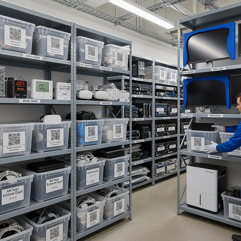 Climate-controlled storage for educational materials