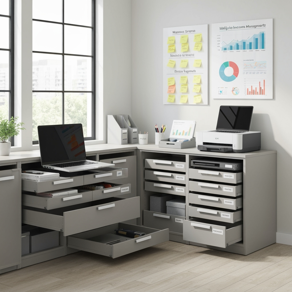 Organized storage solutions for multiple business ventures